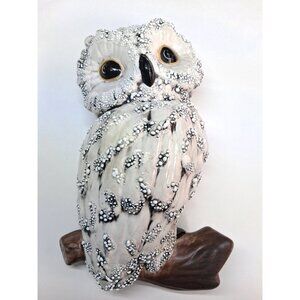 Ceramic Vintage Owl Figure Popcorn Glaze Retro Large 11" MCM Wall Decor GP